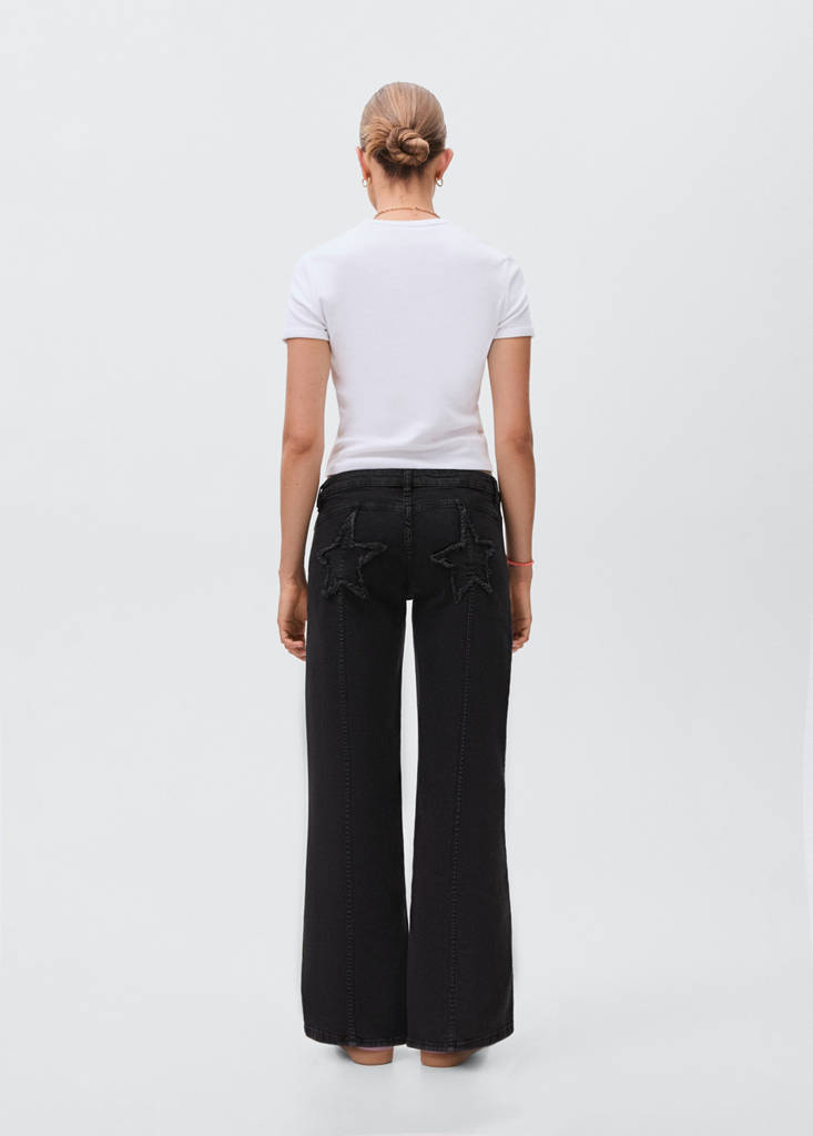 Straight jeans with stars — Black denim