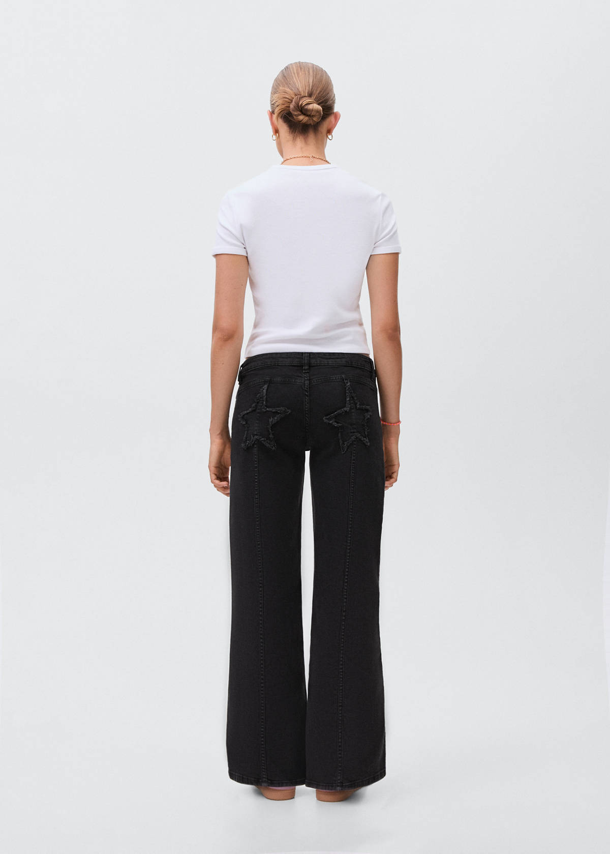 Straight jeans with stars — Black denim