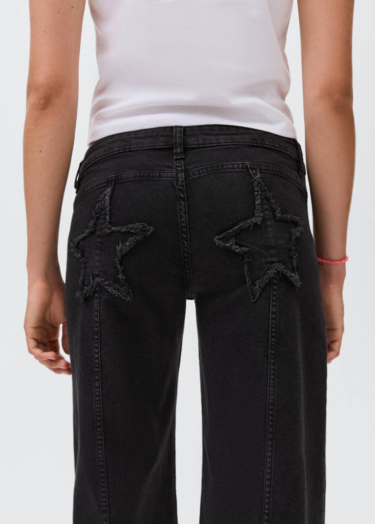 Straight jeans with stars — Black denim