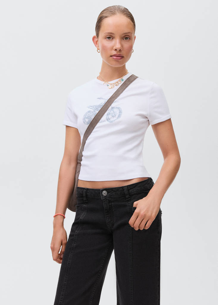 Straight jeans with stars — Black denim