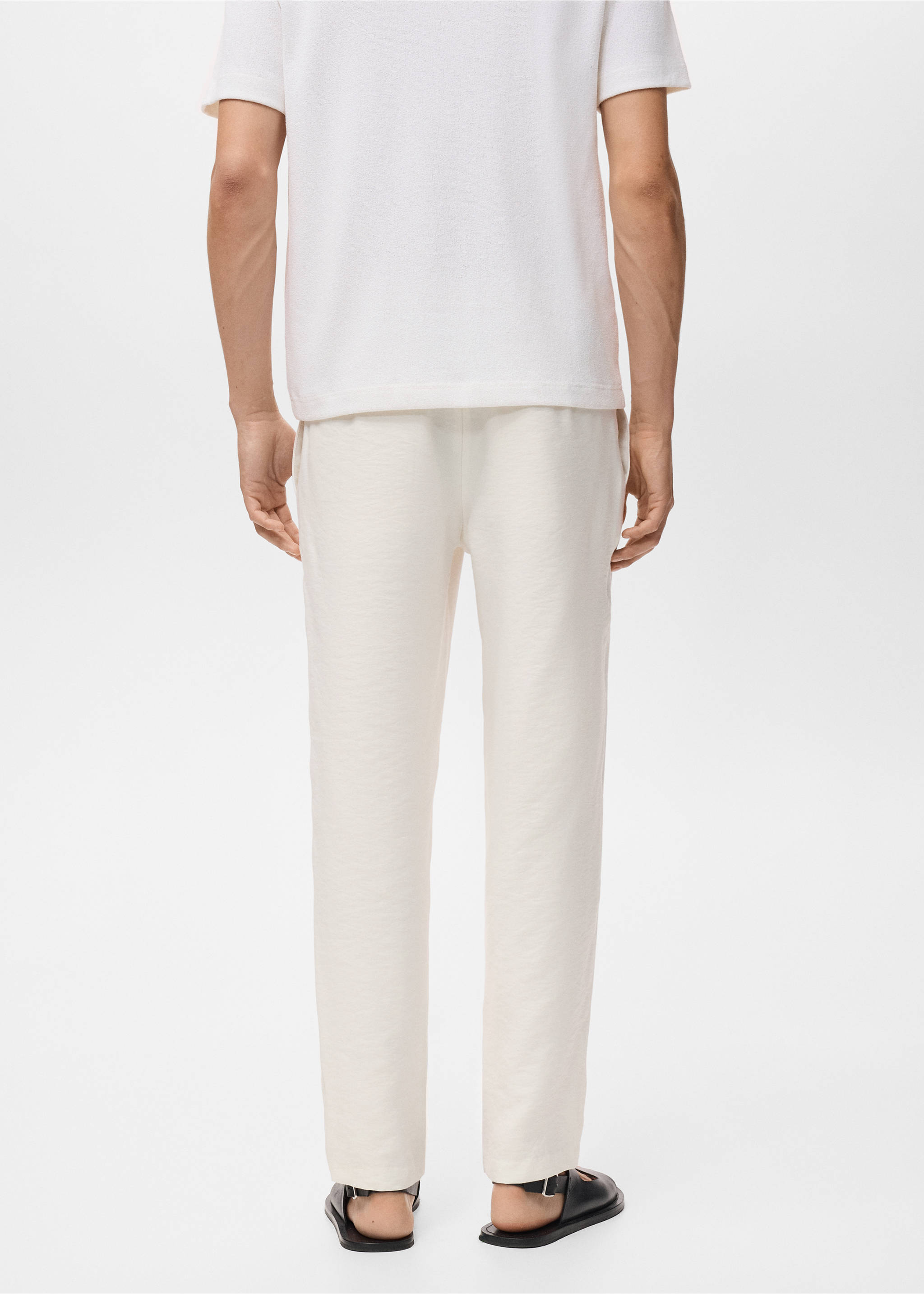 Pantalón recto pinzas - Reverso del artículo, Blanco roto. Ref: 17012920-00.