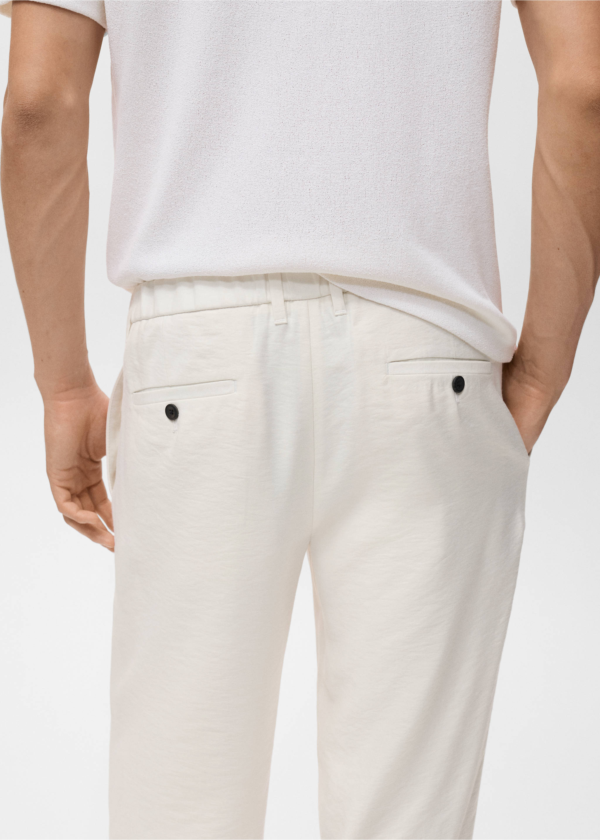 Pantalón recto pinzas - Detalle del artículo 6, Blanco roto. Ref: 17012920-00.