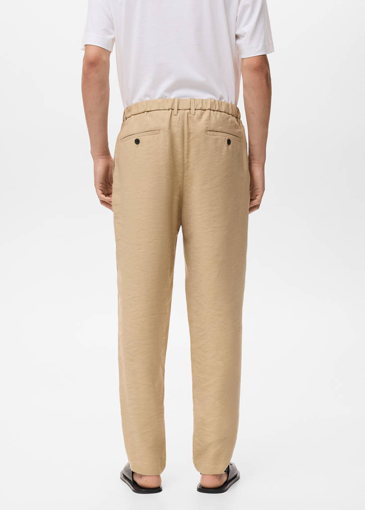 Straight-fit pleated trousers — Beige