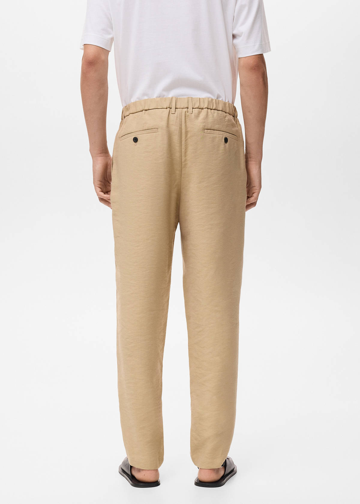 Straight-fit pleated trousers — Beige