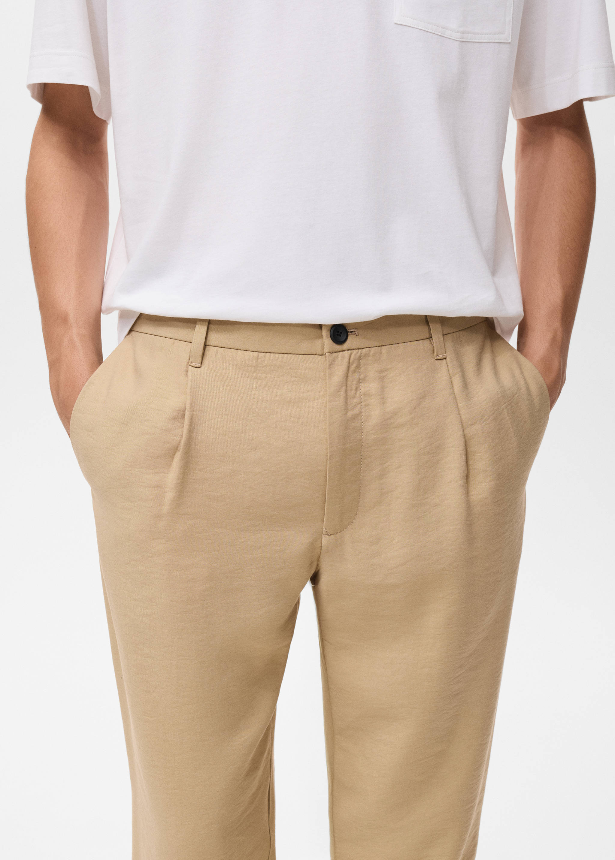 直筒褶皱裤 - null