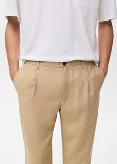 Straight-fit pleated trousers — Beige 4