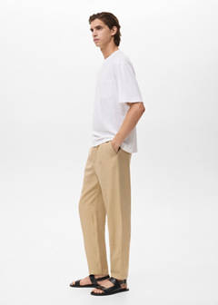 Straight-fit pleated trousers — Beige 5