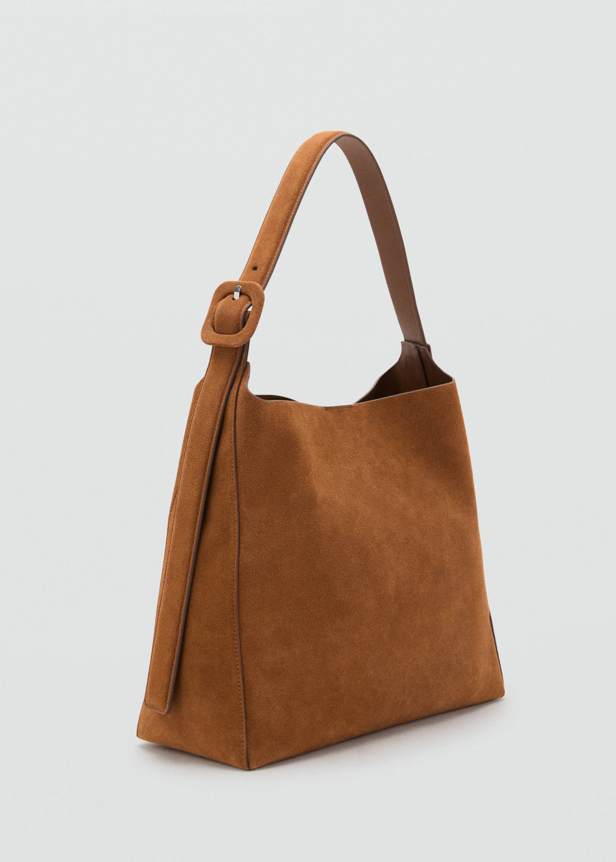Large suede leather shopper bag - Medium plane