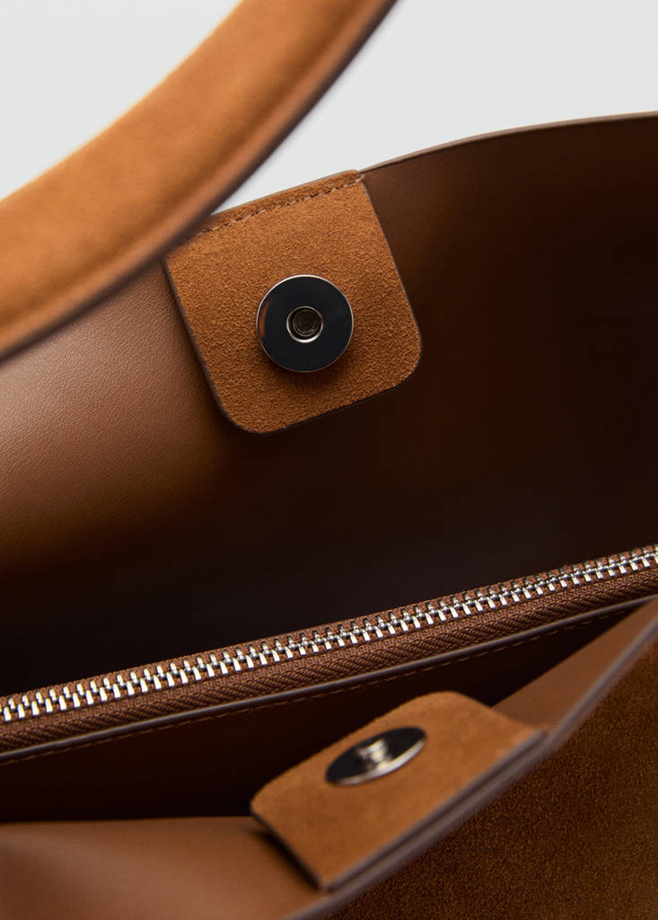Large suede leather shopper bag — Leather