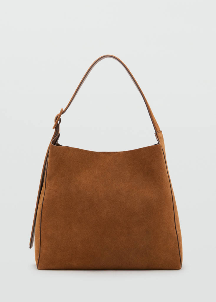 Large suede leather shopper bag — Leather
