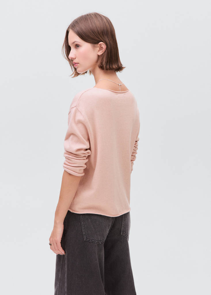 V-neck knit sweater — Pastel Pink