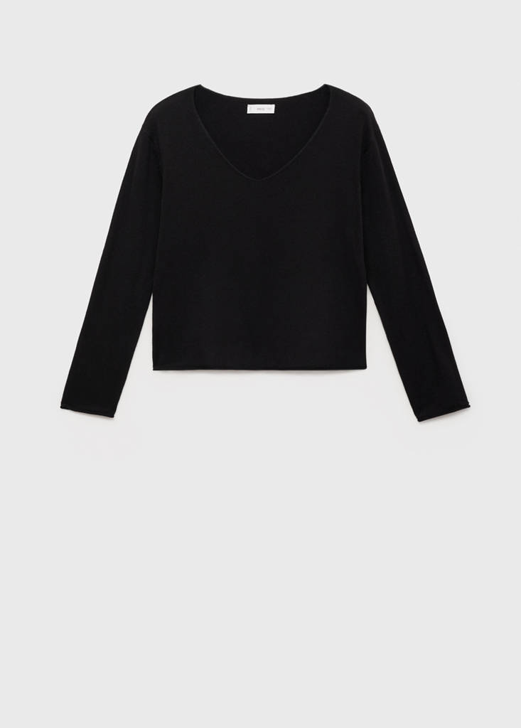 V-neck knit sweater — Charcoal