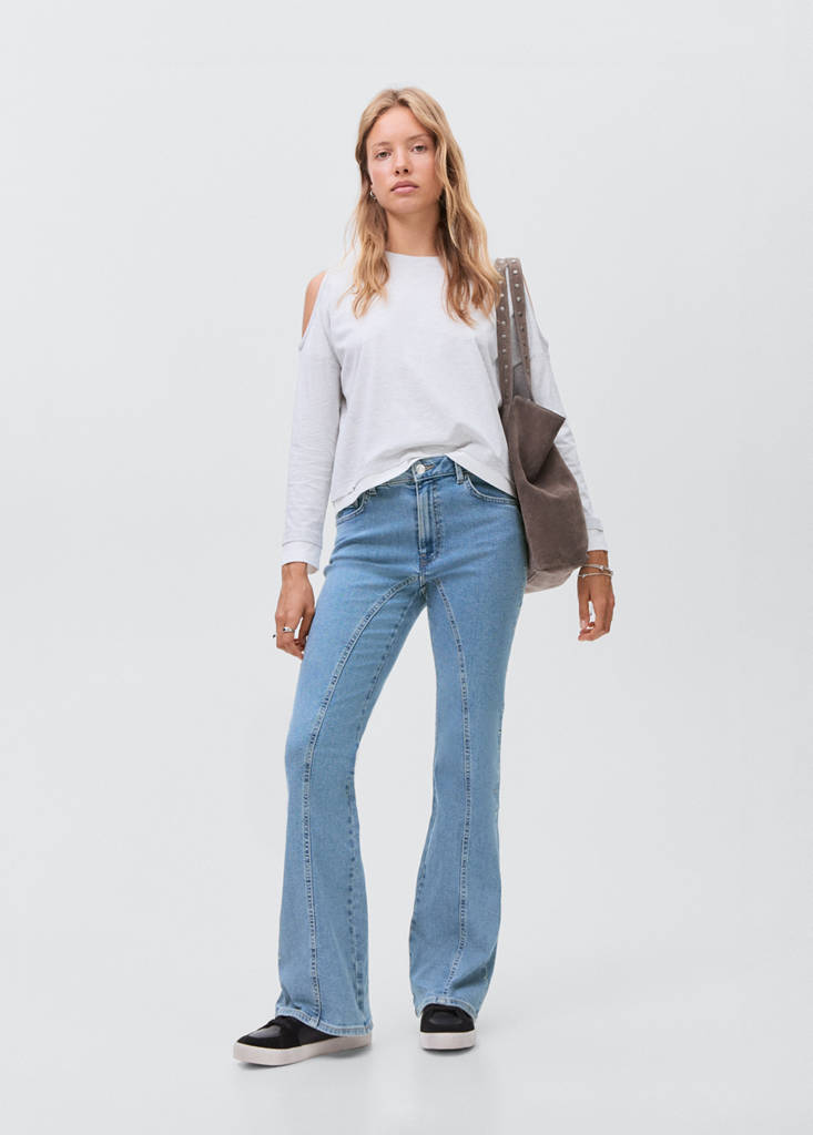 MANGO TEEN - Jean flare à coutures décoratives bleu clair - XL - Fille Teen