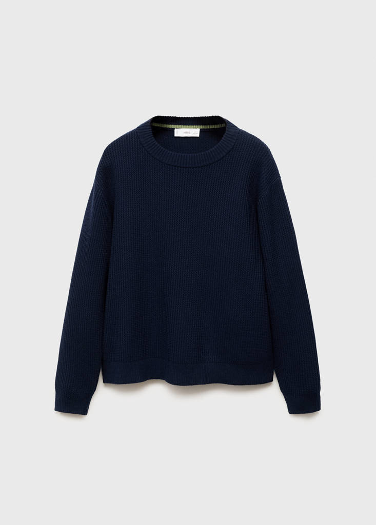 MANGO KIDS - Pull-over maille coton bleu marine - 9-10 ans - Garçon