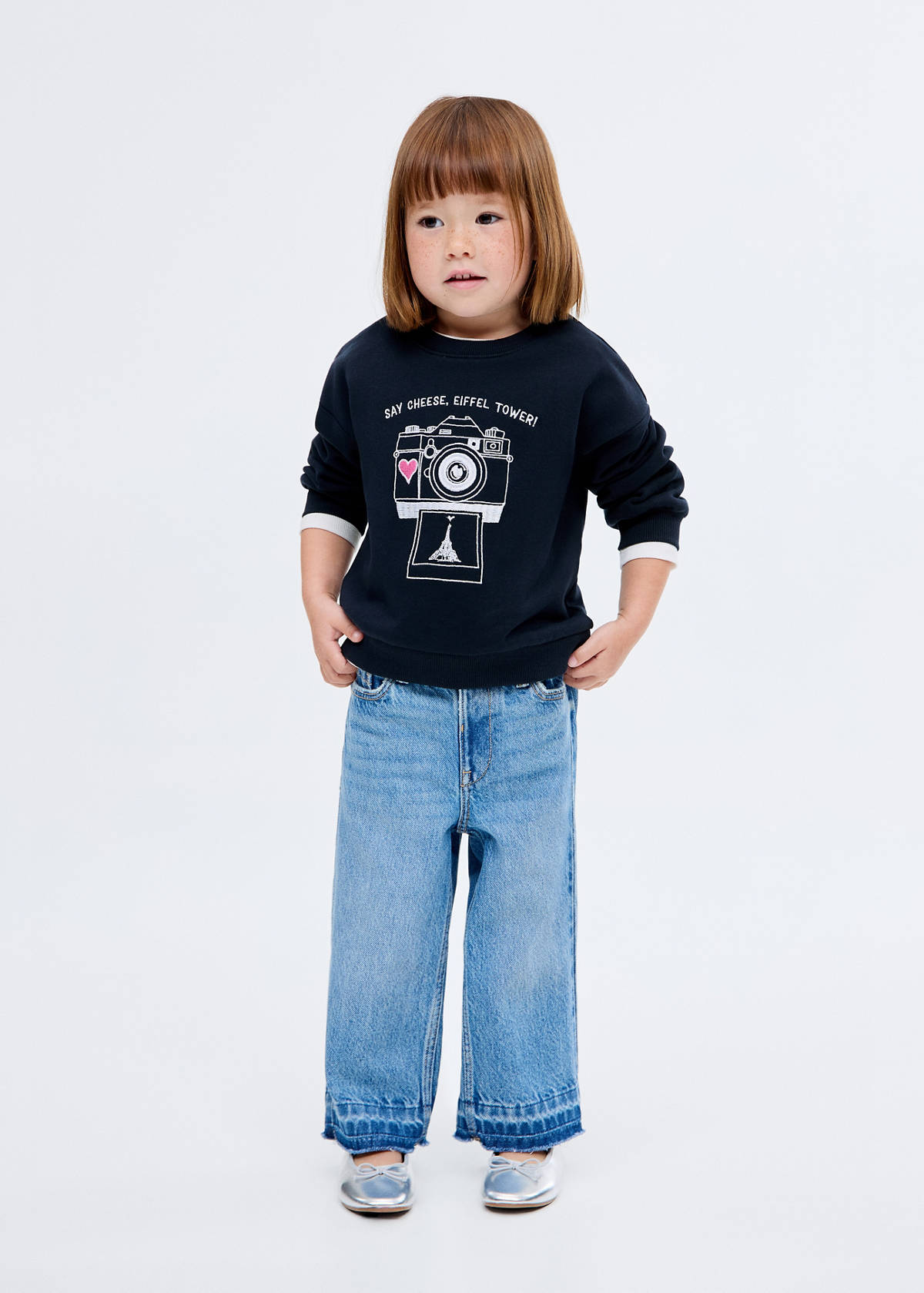Embroidered drawing sweatshirt — Navy