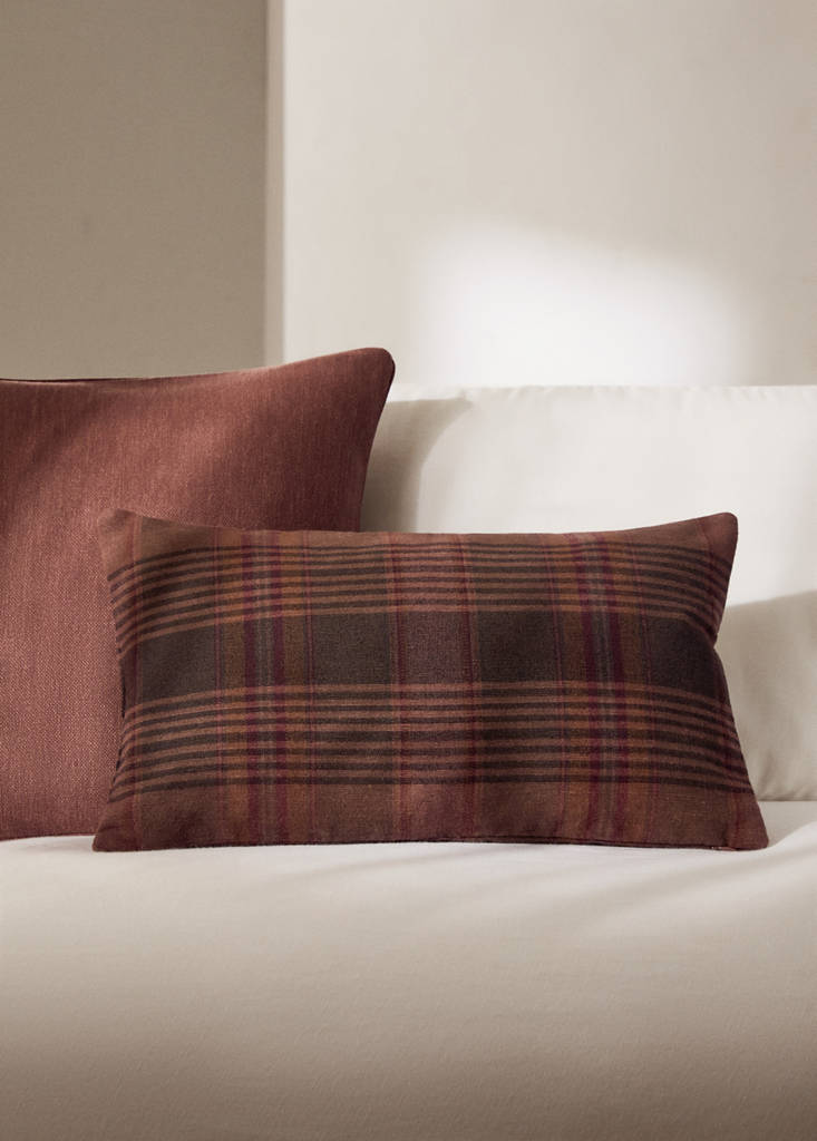 MANGO HOME - Housse de coussin motif à carreaux couleur surteinte 30x50 cm rouge-orangé - 30x50cm