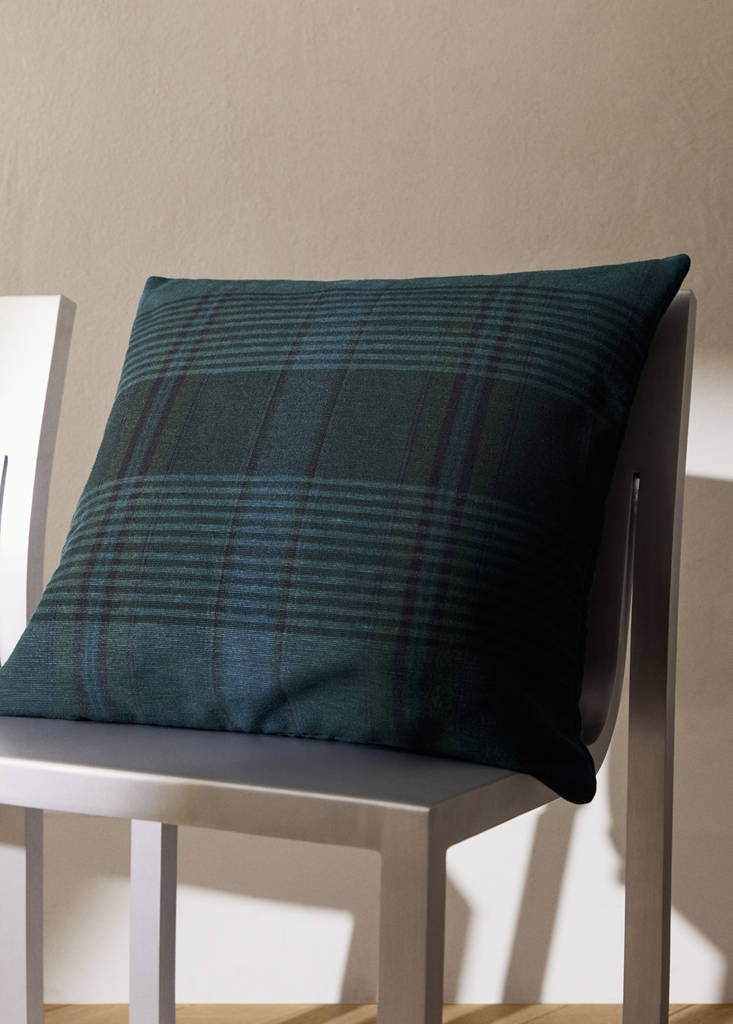 MANGO HOME - Housse de coussin carreaux overdyed 50x50 cm bleu nuit - 50x50cm