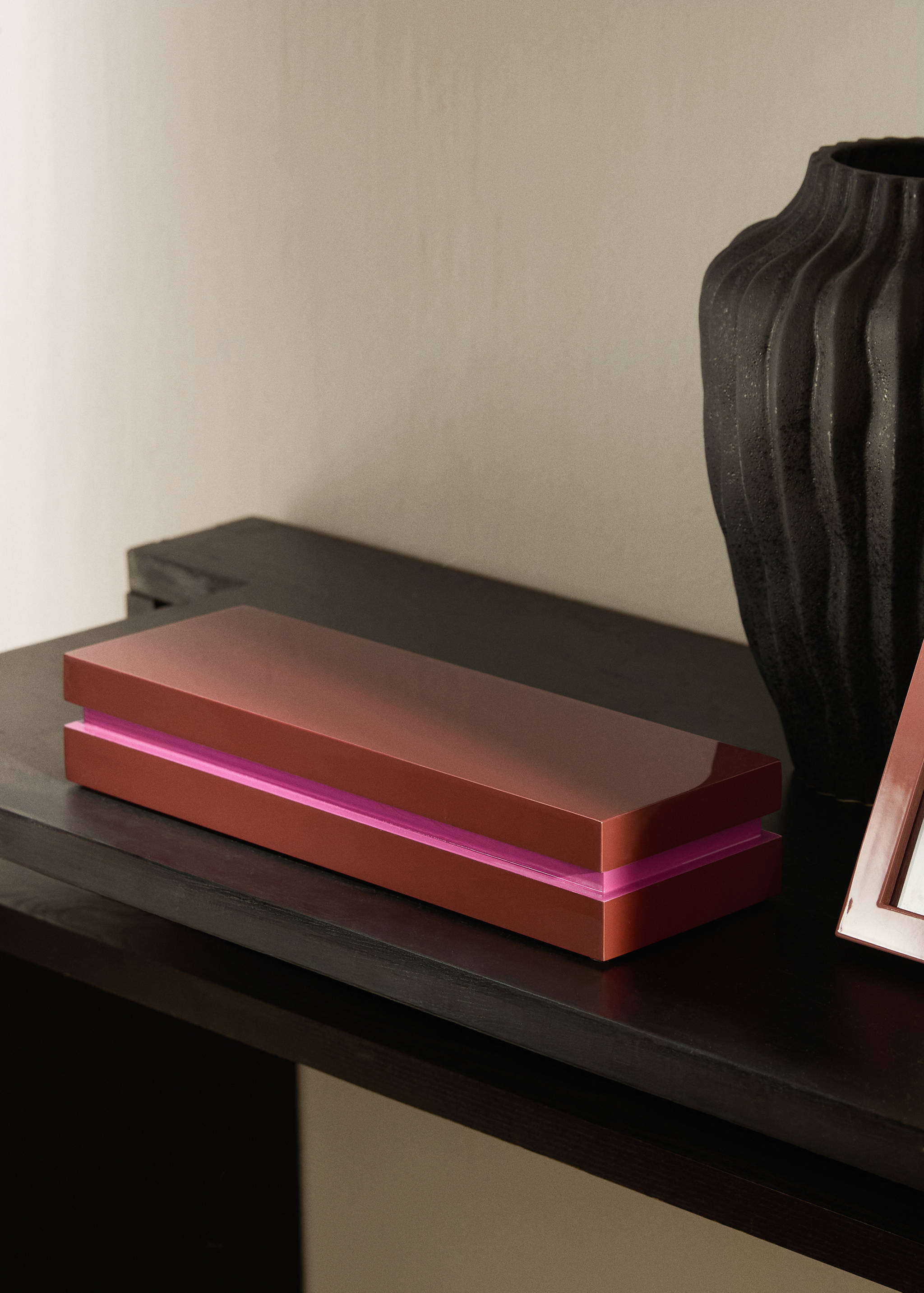 Caja lacada bicolor rectangular - Plano general