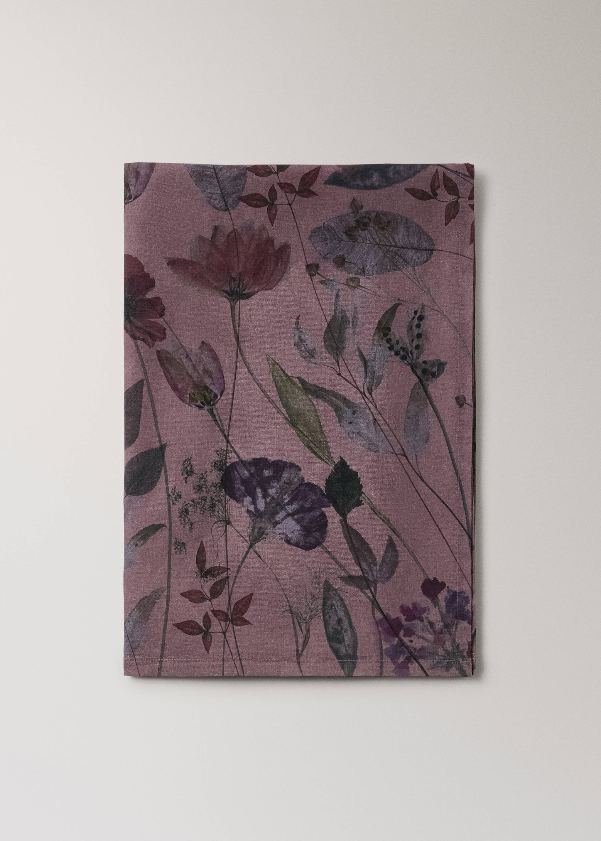 Cotton linen tablecloth with coloured flowers for 2 to 4 diners - Article without model