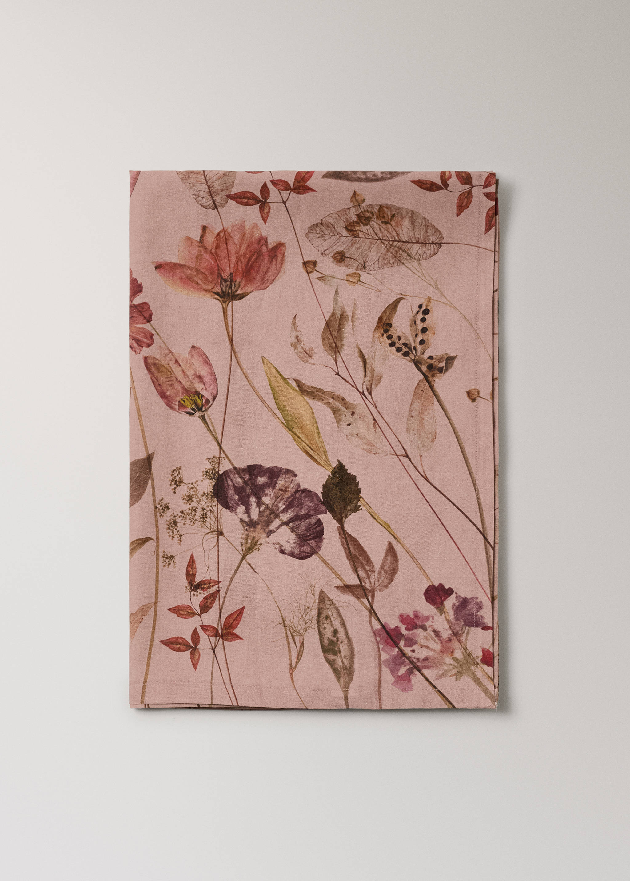 Cotton linen floral-print tablecloth for 6 to 8 diners - Article without model