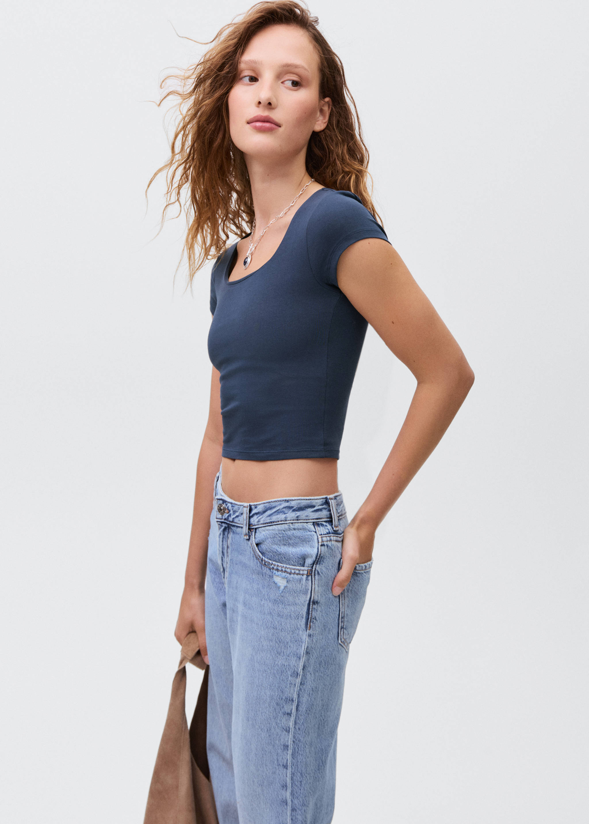 T-shirt coton ajusté - Plan moyen