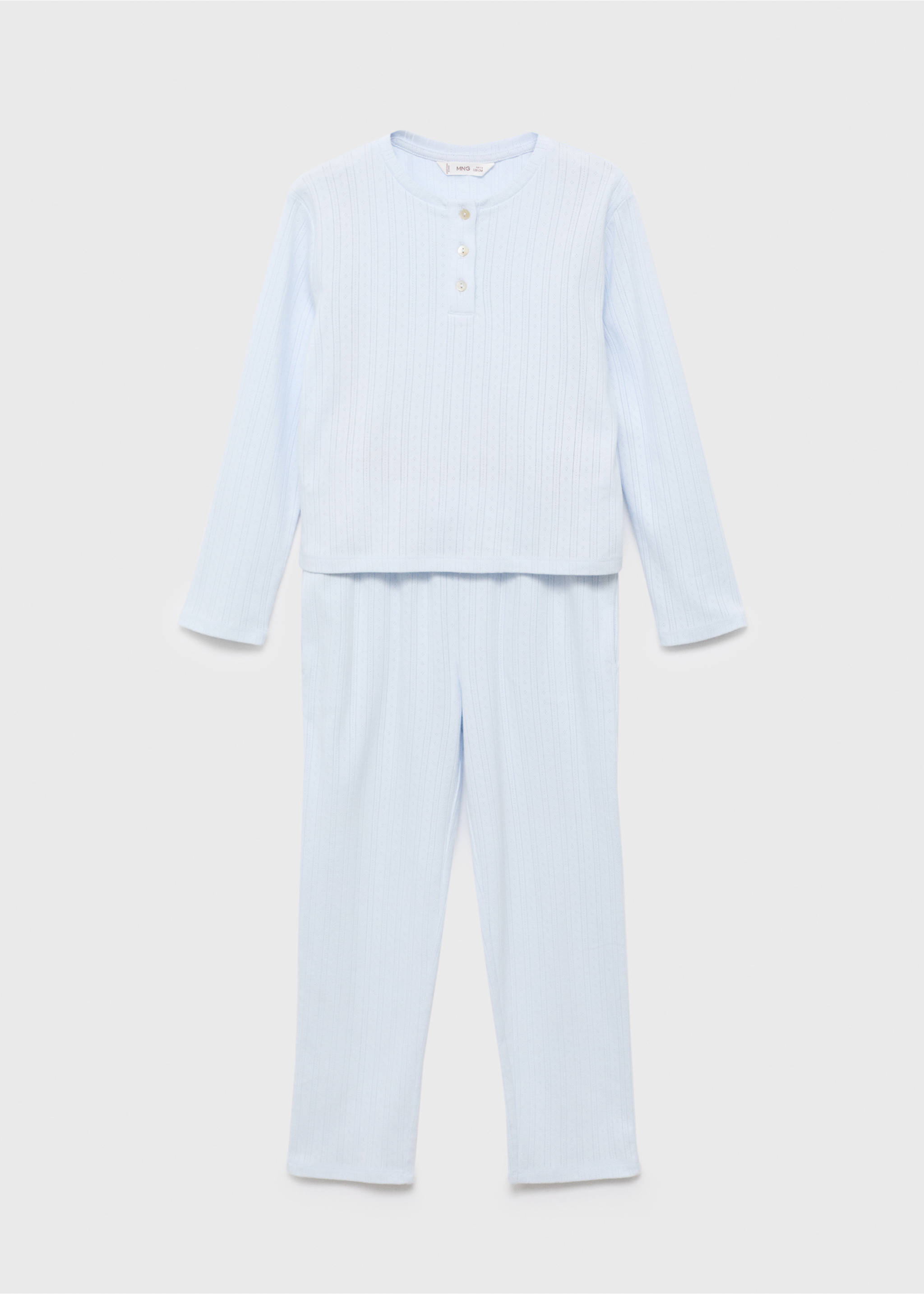 Pyjama long maille côtelée - Article sans modèle, Bleu ciel. Ref: 17013802-00.