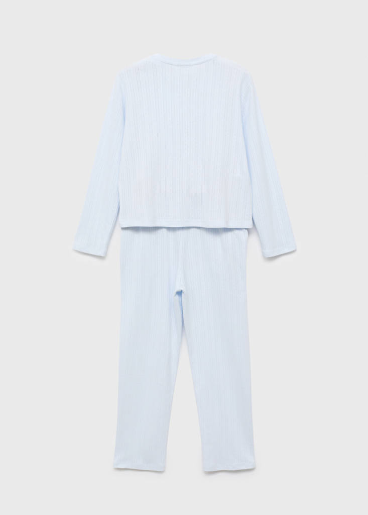 Long ribbed pyjama — Sky Blue