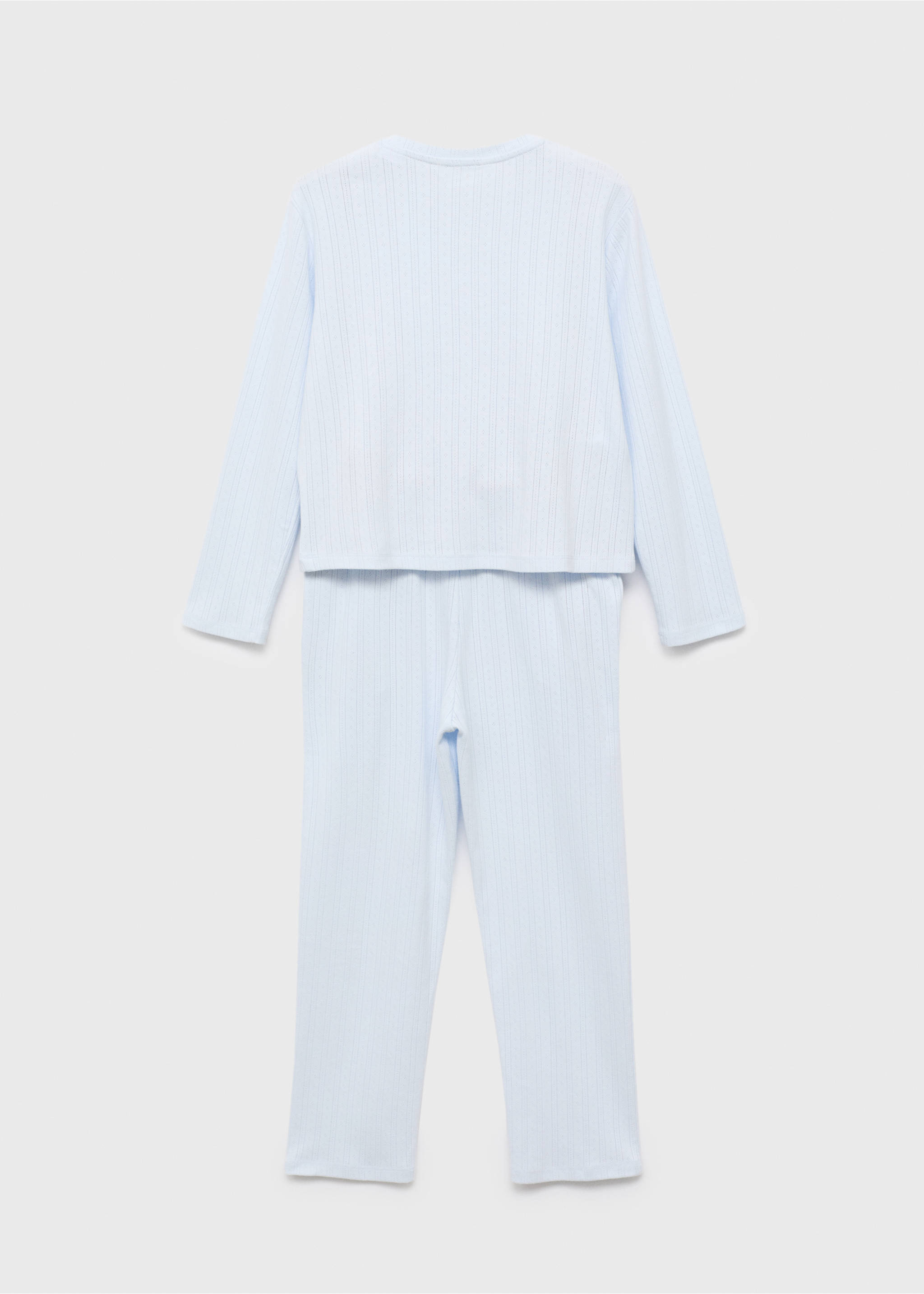 Pyjama long maille côtelée - Verso de l’article, Bleu ciel. Ref: 17013802-00.