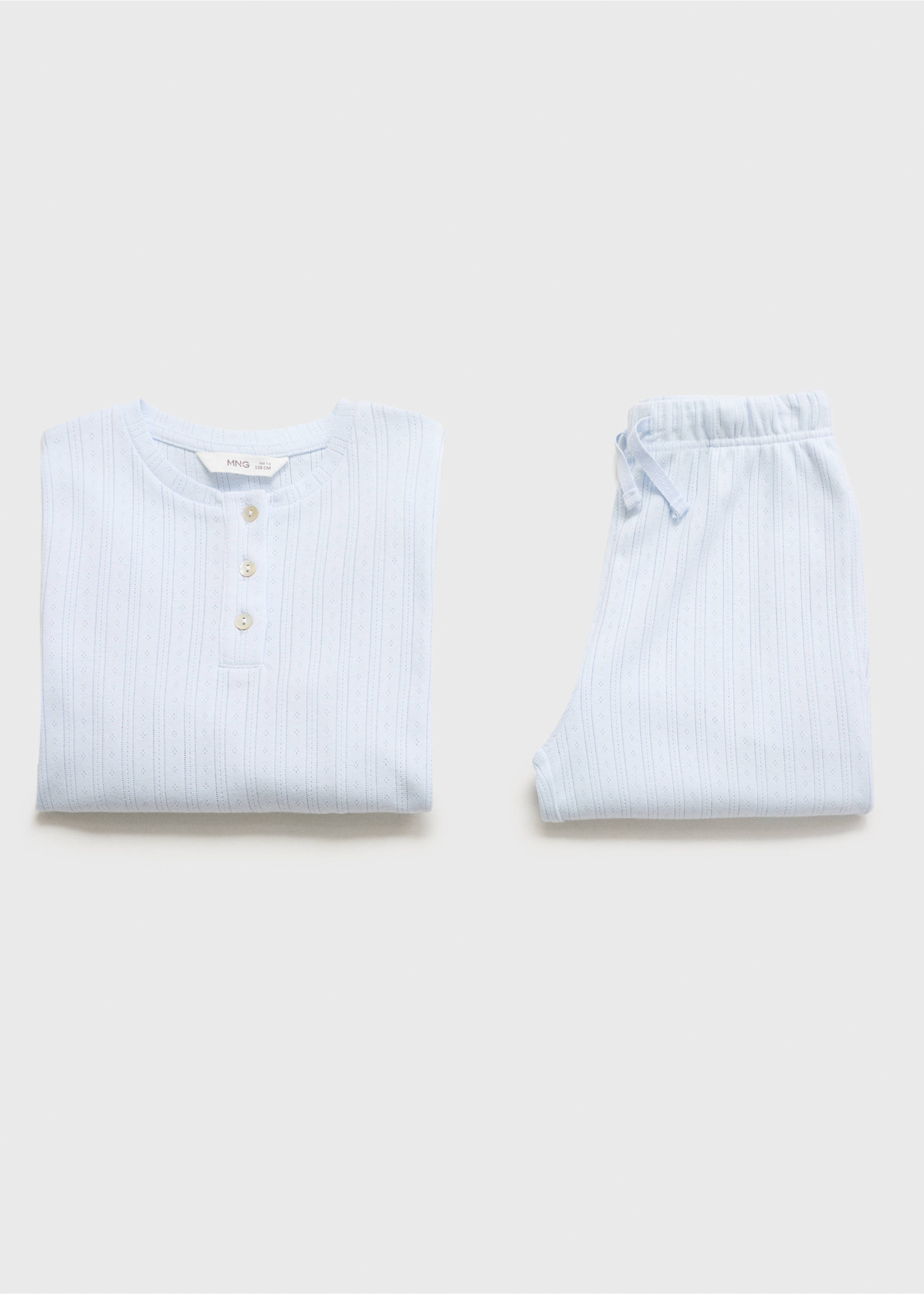 Pyjama long maille côtelée - Détail de l'article 0, Bleu ciel. Ref: 17013802-00.