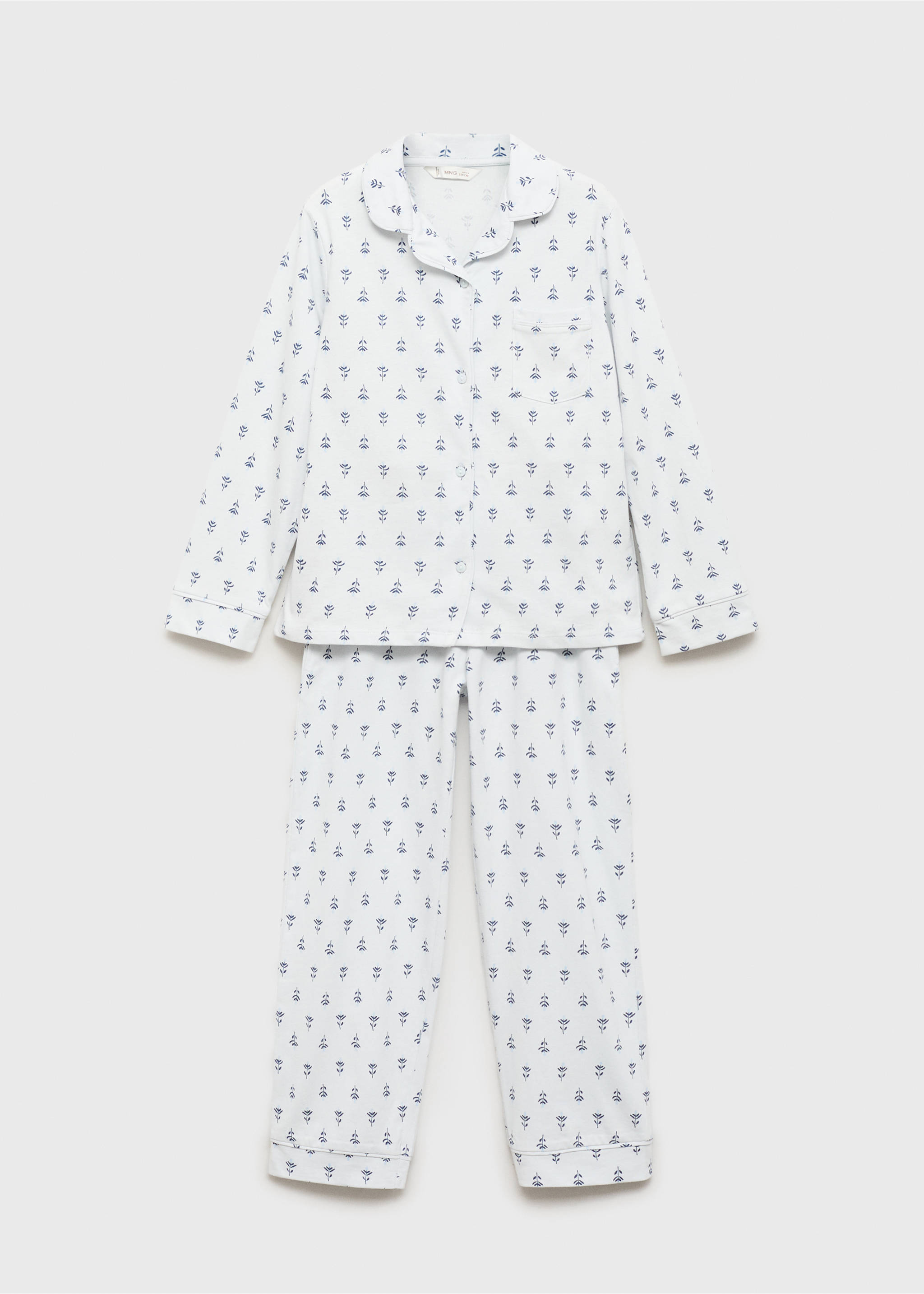 Floral-print pyjamas - Article without model, Sky Blue. Ref: 17013803-00.