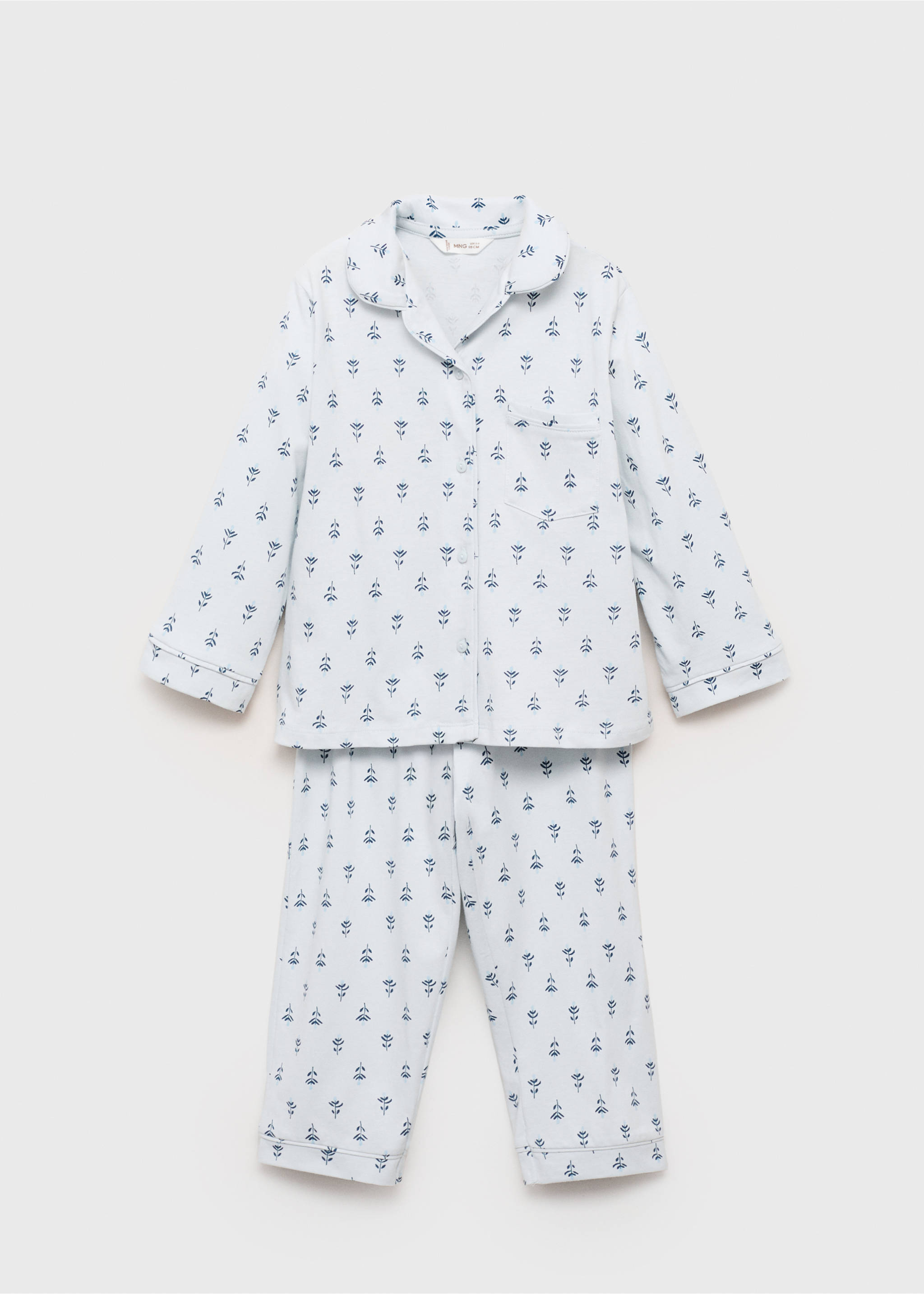 Floral-print pyjamas - Article without model, Sky Blue. Ref: 17013804-00.
