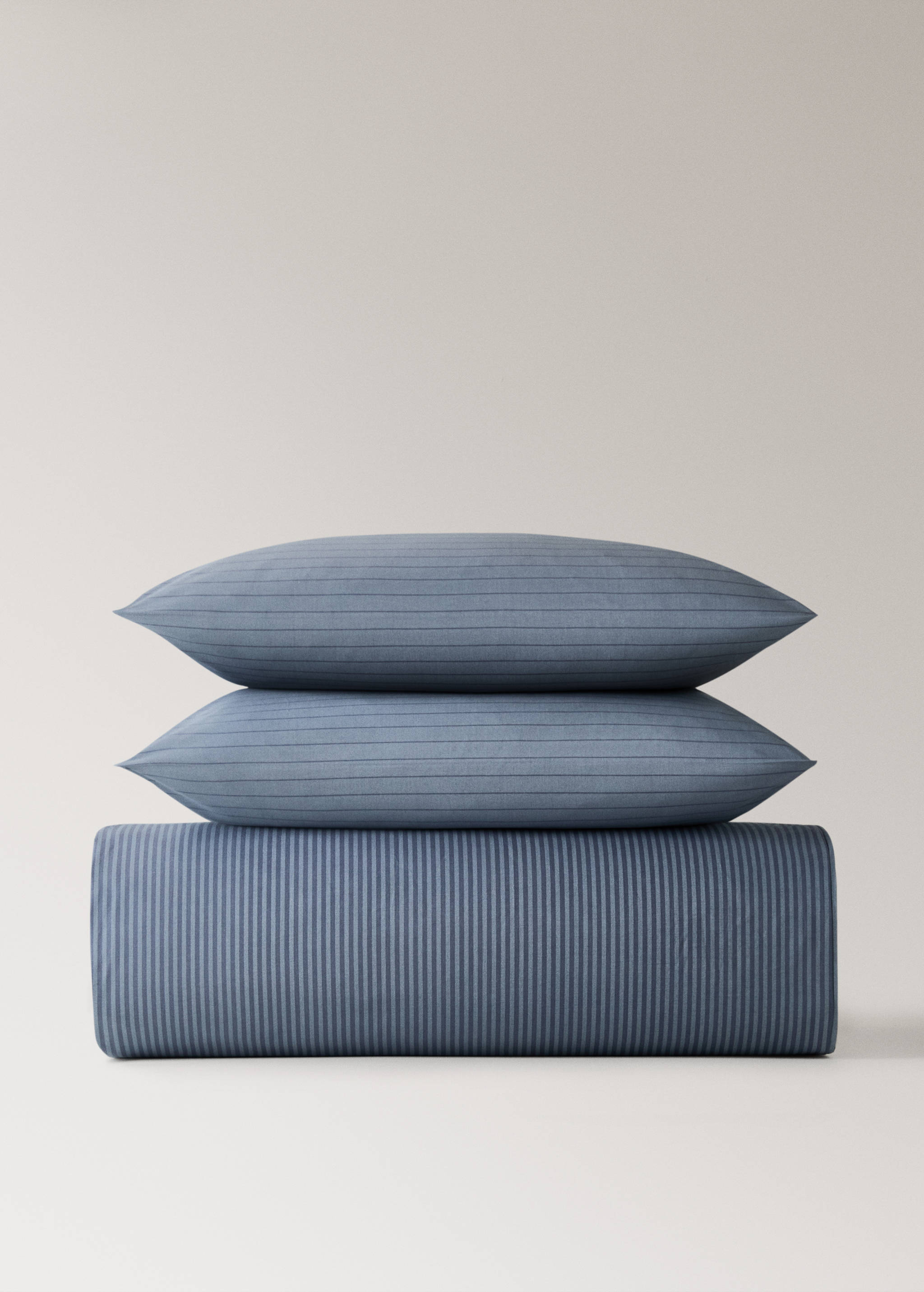 Reversible percale cotton striped duvet cover for 135/140 cm bed - Details of the article 4