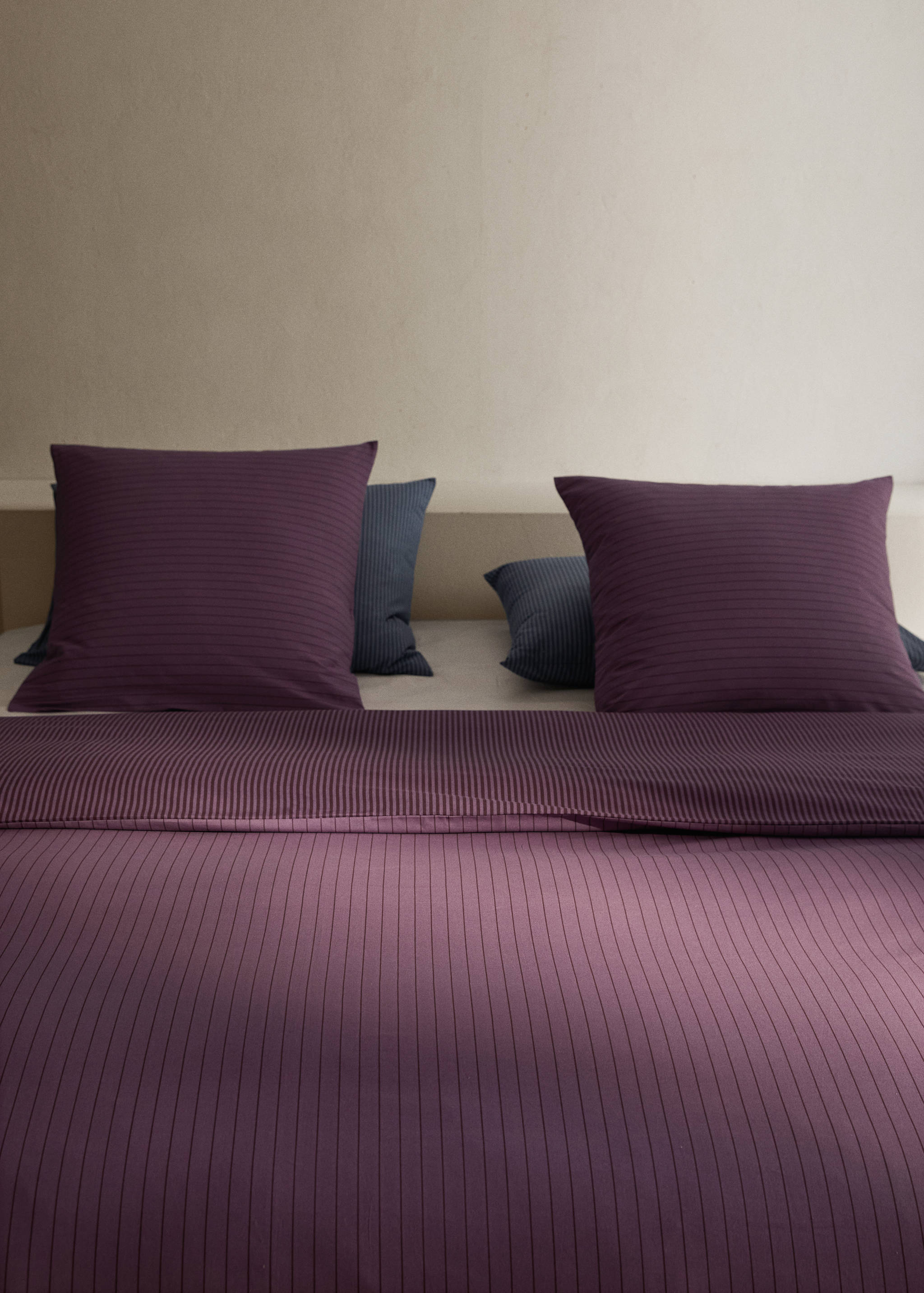 Reversible percale cotton striped duvet cover for 135/140 cm bed - Details of the article 7