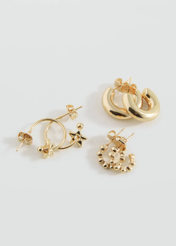 Pack of 3 hoop earrings — Gold