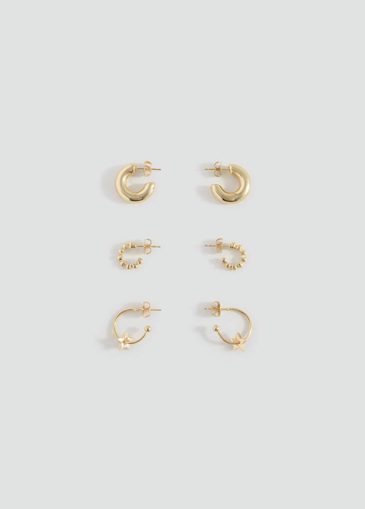 Pack of 3 hoop earrings — Gold