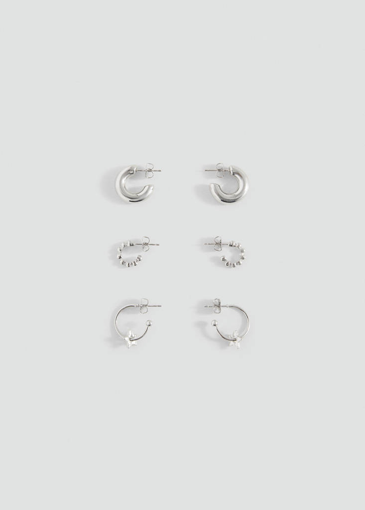 Pack of 3 hoop earrings — Silver
