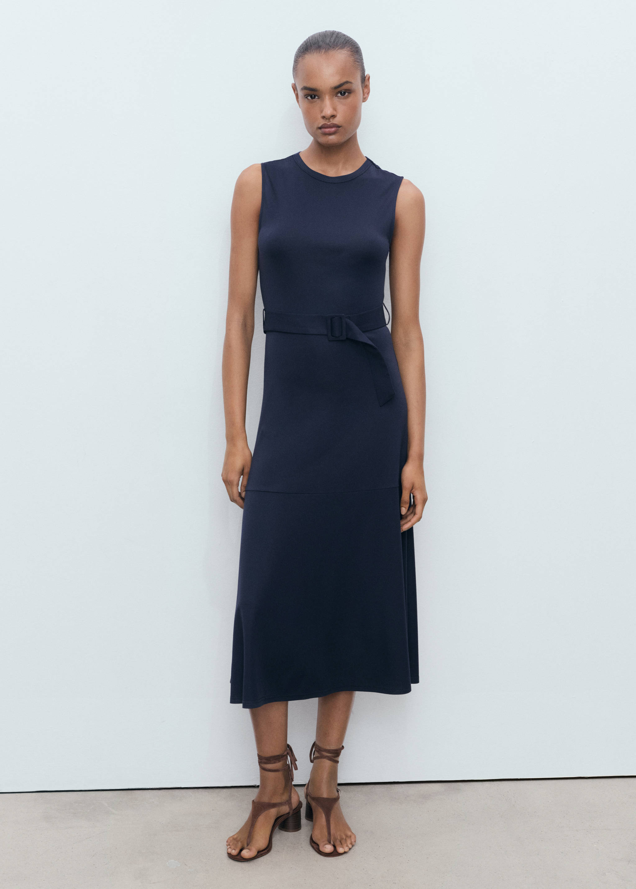Belt midi dress - General plane
