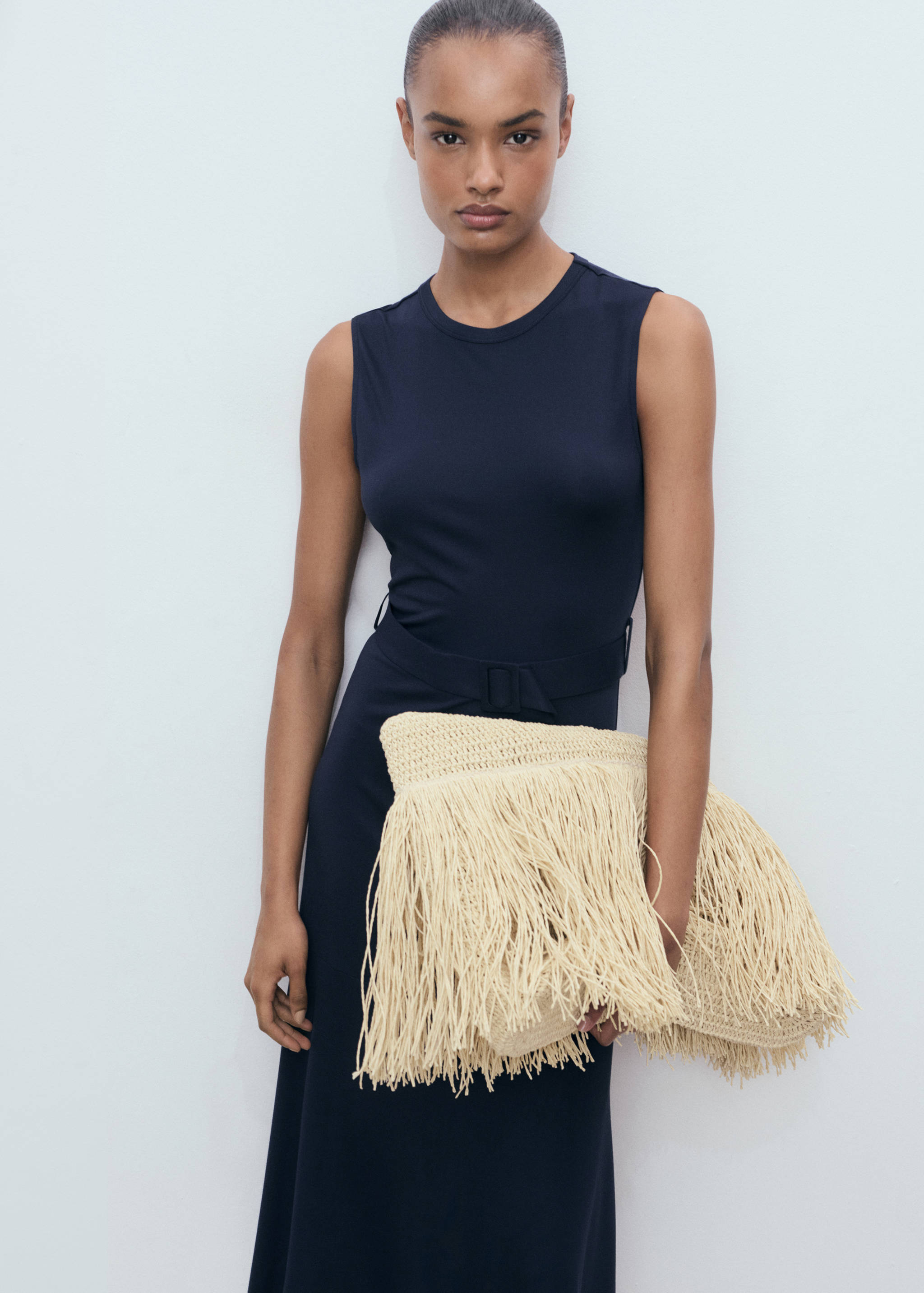 Belt midi dress - Medium plane