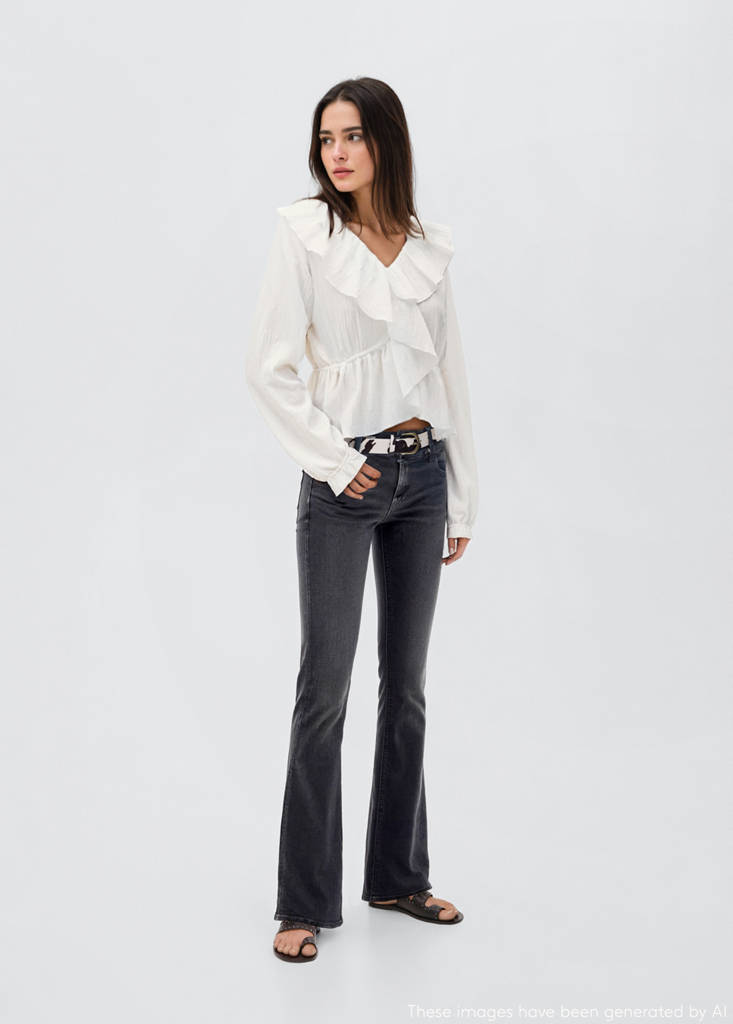 Ruffled cross blouse — Off White