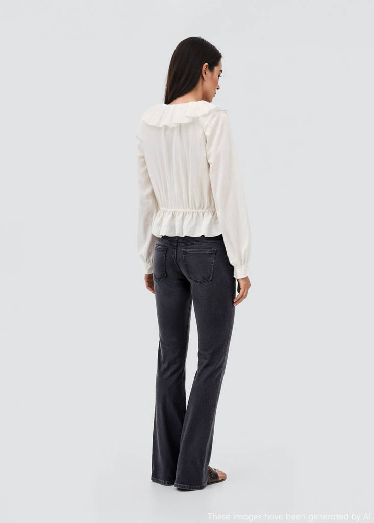 Ruffled cross blouse — Off White