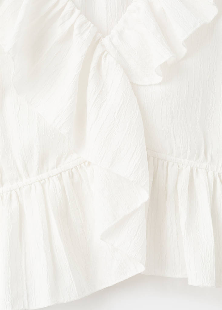 Ruffled cross blouse — Off White
