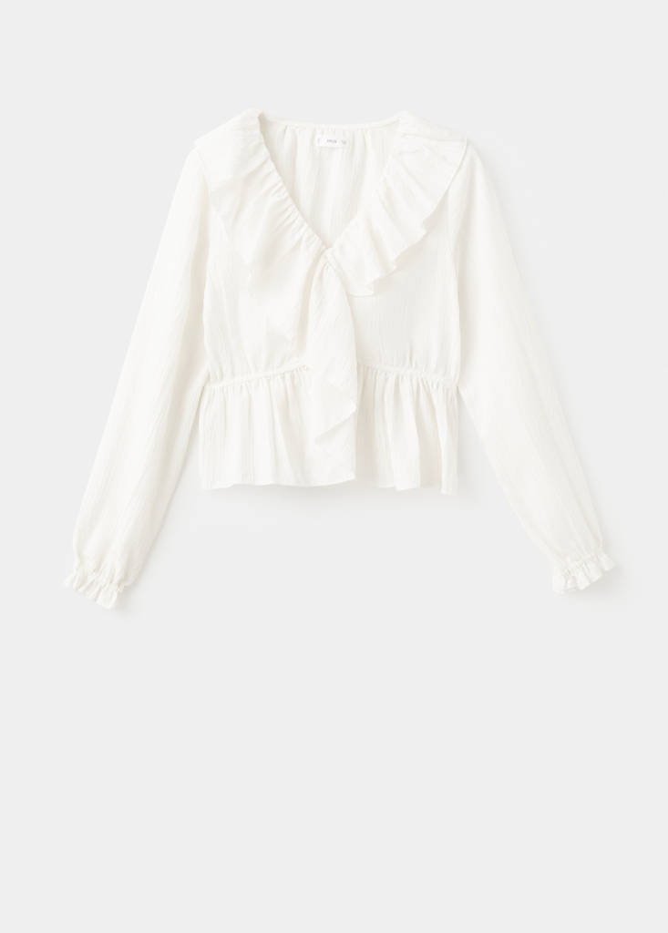 Ruffled cross blouse — Off White