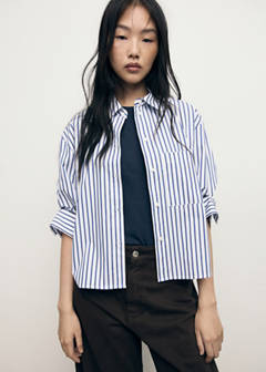 Striped cropped shirt — Sky Blue 1