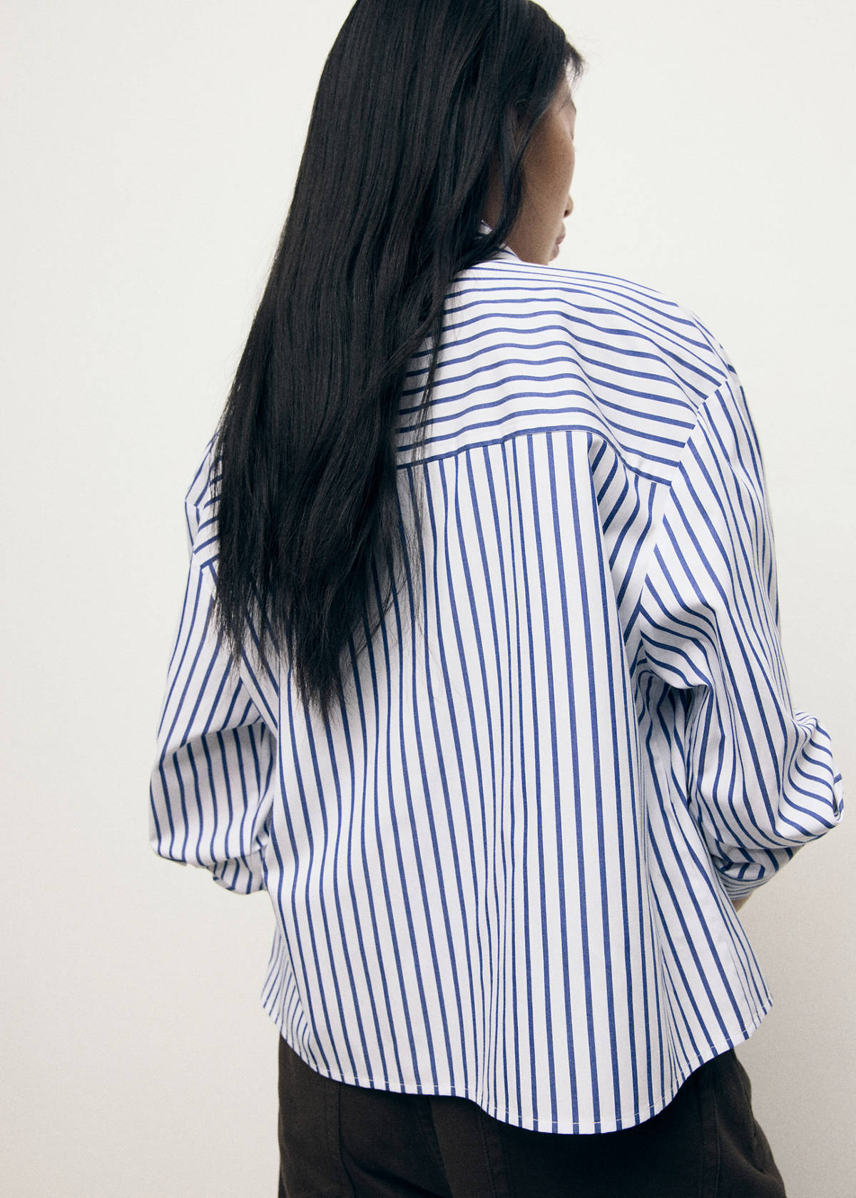 Striped cropped shirt — Sky Blue