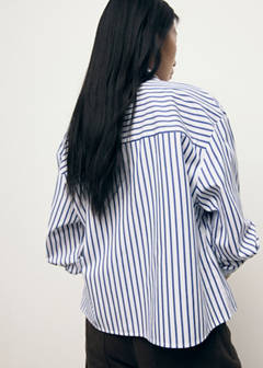 Striped cropped shirt — Sky Blue 3
