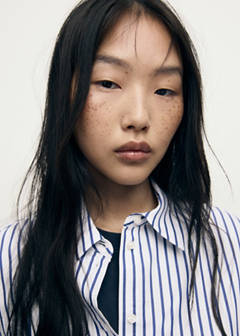 Striped cropped shirt — Sky Blue 4