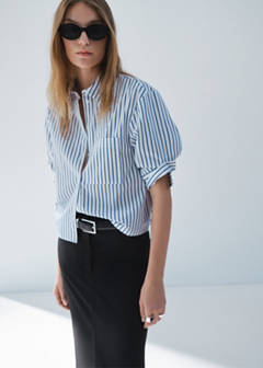 Striped cropped shirt — Sky Blue 6
