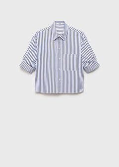 Striped cropped shirt — Sky Blue 7