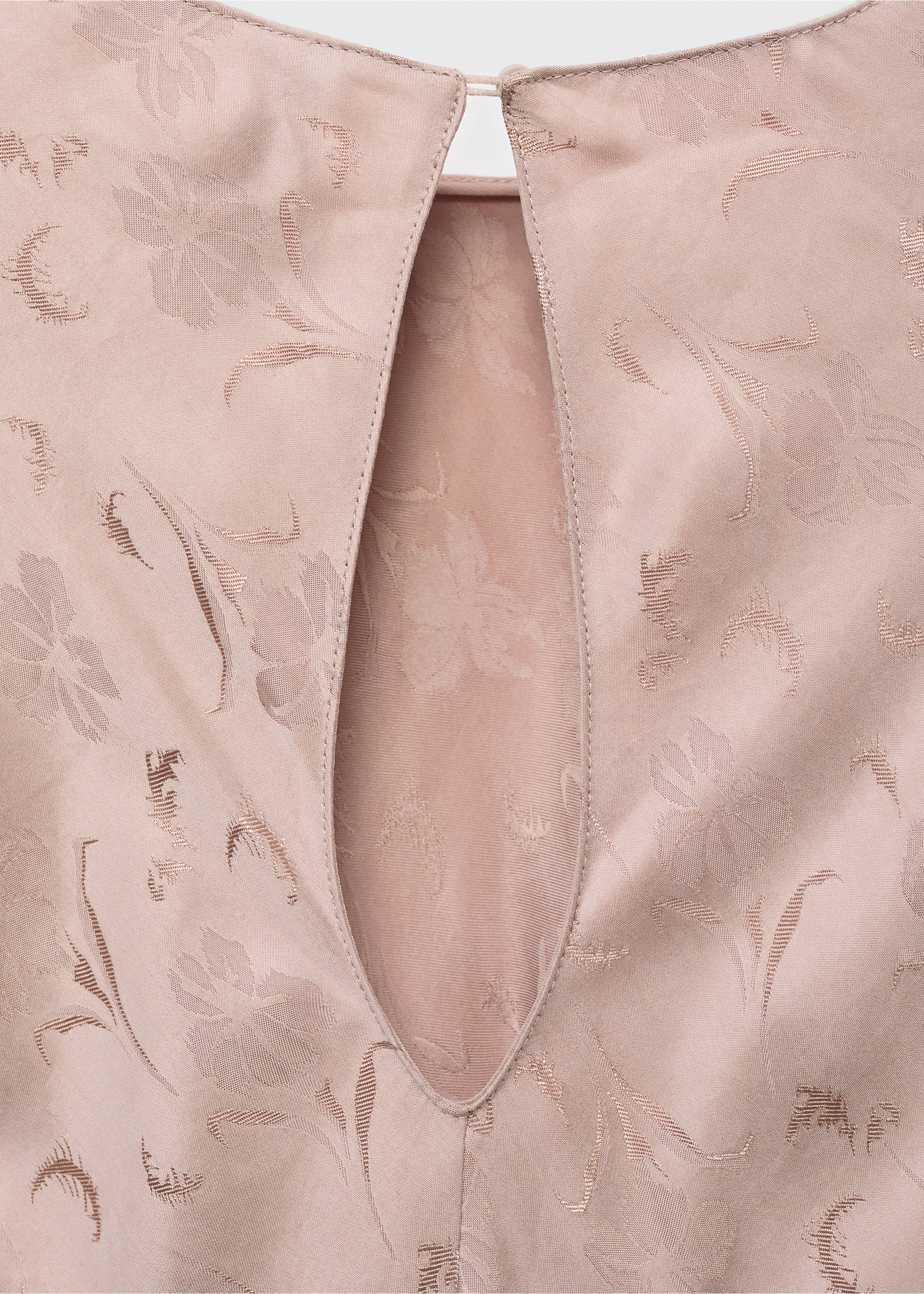 Satin floral jacquard dress - Details of the article 8, Pastel Pink. Ref: 17014084-00.