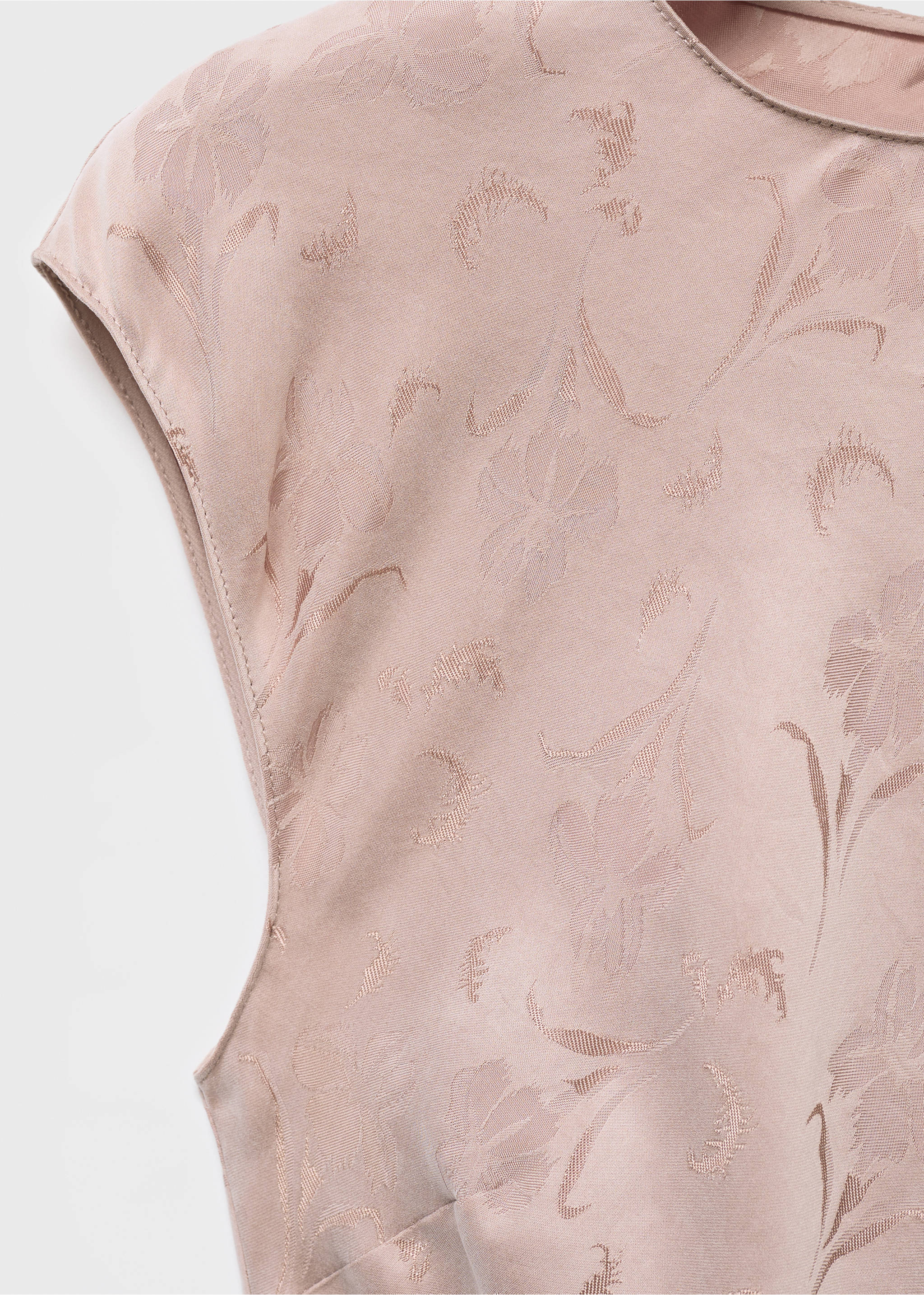 Satin floral jacquard dress - Details of the article 0, Pastel Pink. Ref: 17014084-00.
